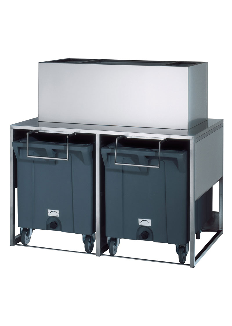  الأسطواني المزدوج متنقل بعجلات لتخزين ونقل الثلج - Brema RB double bin 100