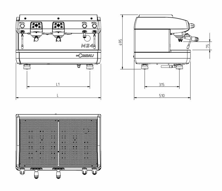 Cimbali M24 Premium C2 ve Plus DT2 boyutlar