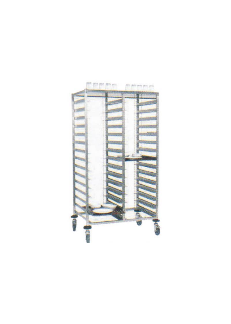 Kirli Servis Tepsi Arabası 53x37cm Tepsi İçin 30 Çift Raylı