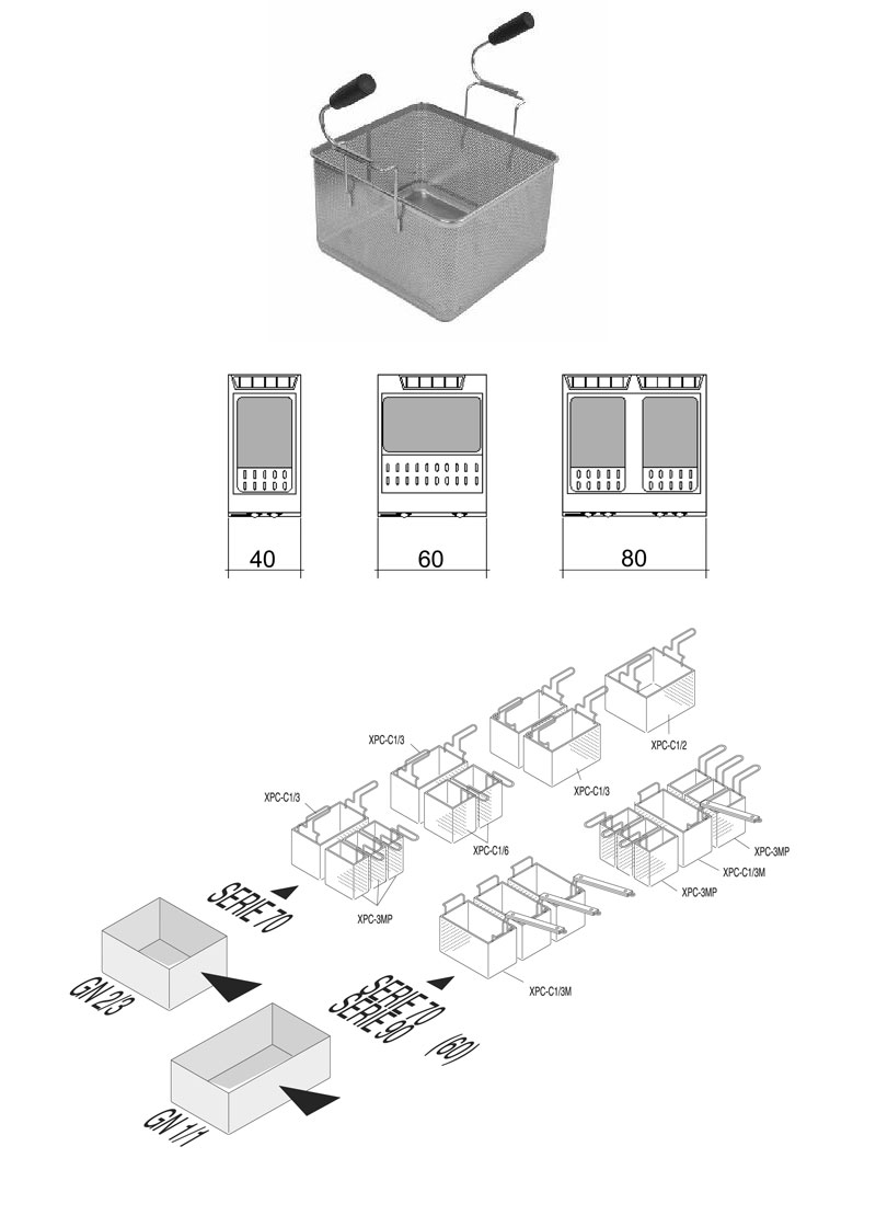 Pasta Cooker 2/3 GN AISI 304 Stainless SteelBasket